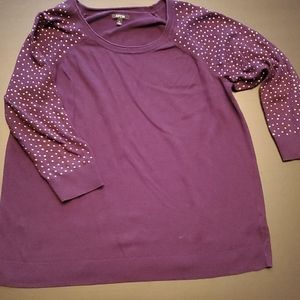 Purple Sweater with Gold Rhinestones